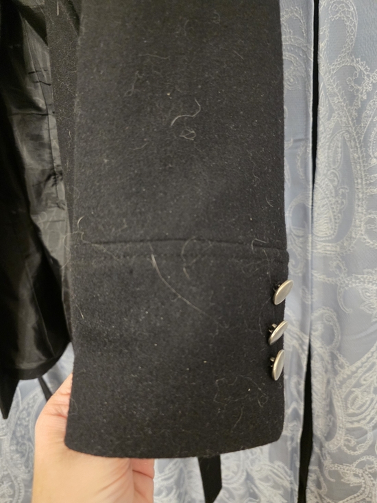 New York & Company Black Double-Breasted Trench Coat with Belt - Picture 8 of 12